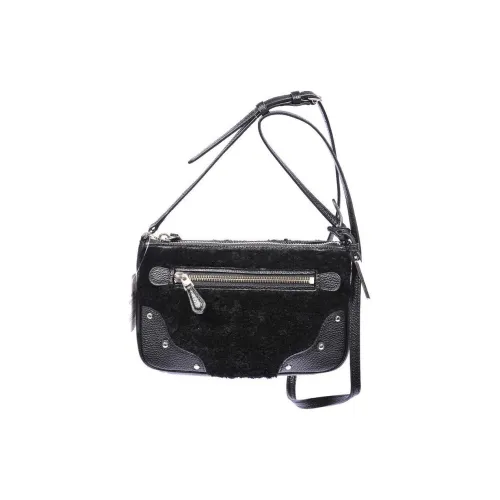 COACH Rhyder Каменная кожа с плюшевым овчинным ремешком Сумка через плечо Маленькая Женская Черная