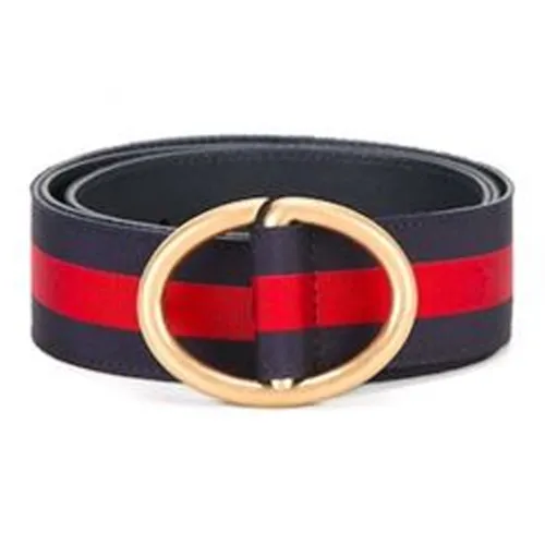 GUCCI С принтом полосы кожа ремни мужской синий