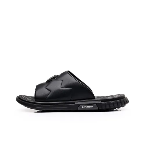 Swinsger Slip-resistant Quiet Slippers Men's Black Swinsger Противоскользящие Тихие Слипоны Мужские Черные