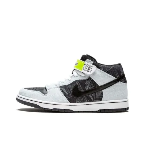 Nike Dunk Скейтборд Кроссовки MID Топ Черный Белый Унисекс