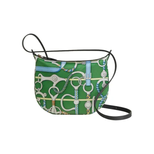 HERMES Sursoie To Go Косметички Шелк Орхидея Зеленый & Небесно-синий и темно-синий Женские