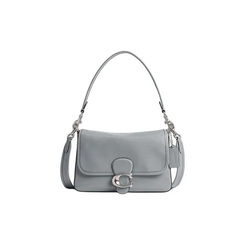COACH Soft Tabby Коровья кожа Портативная Сумка через плечо Сумка на плечо Средняя Женская Серо-синяя