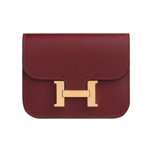 HERMES Constance Slim Кожа Evercolor Кошелек Бананка Женские 55 Руж H HERMES Красный