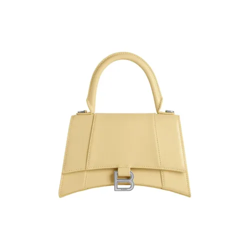 Balenciaga HOURGLASS Яркий Телячья кожа Сумка через плечо Сумка Маленькая Женская Светло-желтая