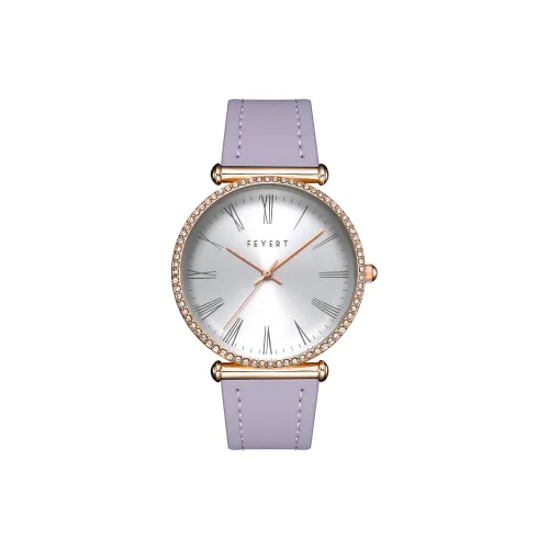 FEYERT Starburst Collection Кварцевый механизм Кожаный ремешок Часы Женские Белый циферблат