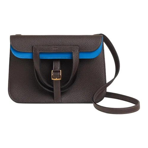 HERMES Halzan Clemence Bullock Кожа Horseshoe Сумка Сумка через плечо Сумка через плечо Женская Эбеновый Zanzibar Синий