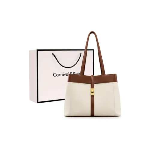 Carnival Keep Коровья кожа с синтетической кожей Тоут Сумка Сумка через плечо Стандартная Женская Кофейная и Белая
