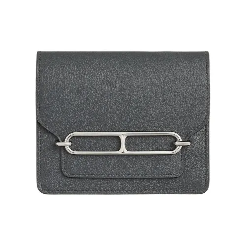 HERMES Roulis Evercolor Телячья кожа Свиной нос Клатч Бананка Кошелек Женские Пыльно-серый с Marfa Бежевый