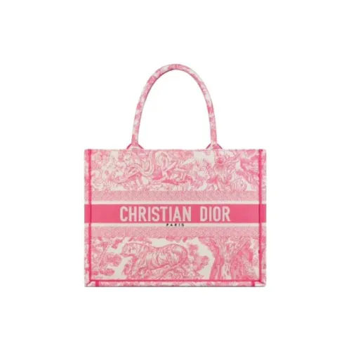 DIOR Вышивка Тоут Сумка Сумка для покупок Сумка среднего размера Женская Розовая