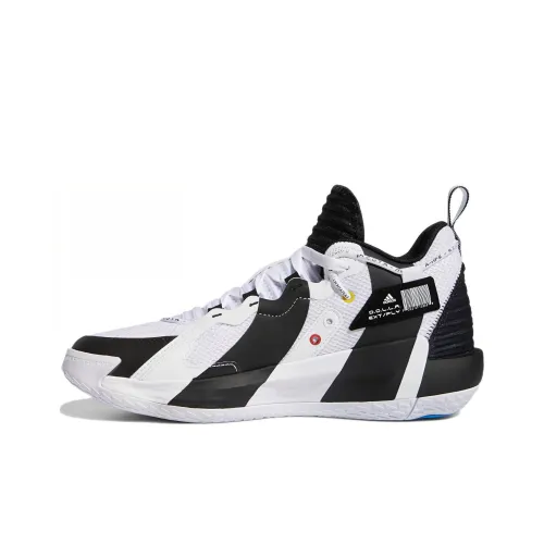 Adidas D Lillard 7 Extply Slip-Resistant Abrasion-Resistant MID Топ Винтажные Баскетбольные Кроссовки Унисекс Черный Белый