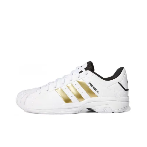 Adidas PRO Model 2G Low Противоскользящий Устойчивый к истиранию Низкий Топ Баскетбольные кроссовки Мужской Белый