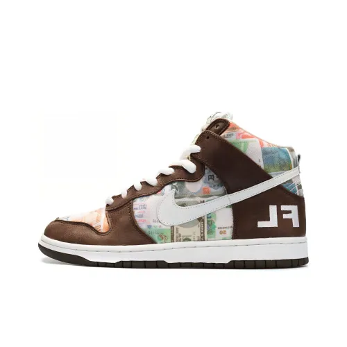 Nike Dunk SB Flom Anti-Slip Легкий Высокий Топ Скейтборд Кроссовки Мужские Белый Коричневый