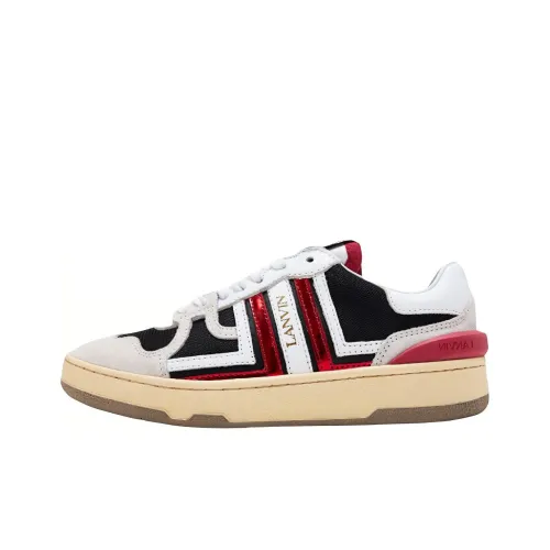 Lanvin Clay Low Top Casual Flat Sports Sneakers Women's White Red Ланвин Клей Лоу Топ Повседневные Плоские Спортивные Кроссовки Женские Белые Красные