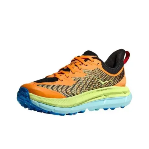 HOKA ONE ONE Mafate Speed 4 Амортизация и Дышащий Низкий Топ Беговые кроссовки Унисекс Оранжевый Зеленый Синий