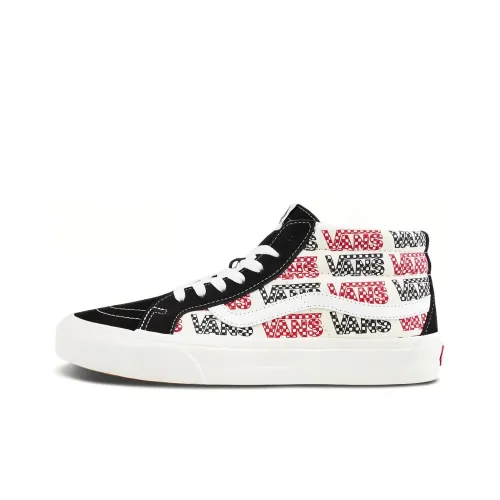 Vans SK8 Reissue Логотип MID Топ Кроссовки для скейтбординга Унисекс Черный Белый