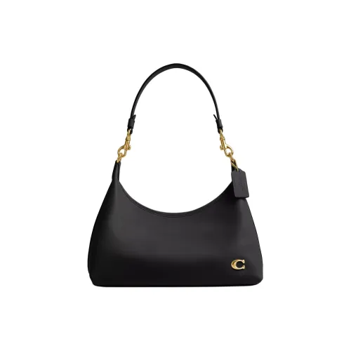 COACH Juliet Перчаточная Дубленая Кожа Сумка Сумка через плечо Большая Женская Латунь и Черная