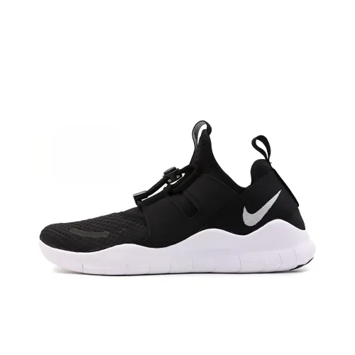 Nike Free RN Амортизация Износостойкий Низкий Топ Беговые кроссовки Мужские Черный Белый