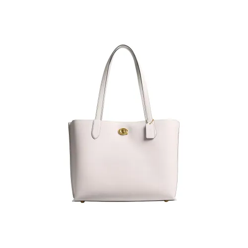 COACH Willow Полированная Галечная Кожа Тоут Сумка Сумка для покупок Сумка на плечо Сумка Большая Женская Латунь Мел