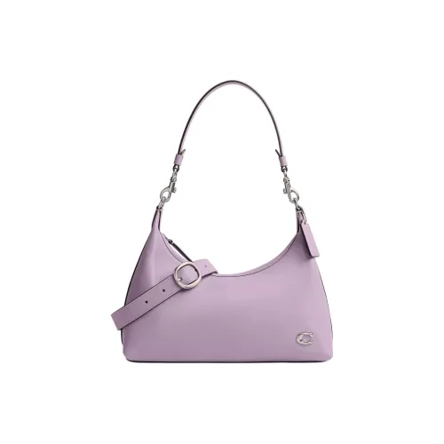 COACH Перчаточная дубленая кожа Сумка Сумка через плечо Большая Женская Серебряная и Светло-фиолетовая