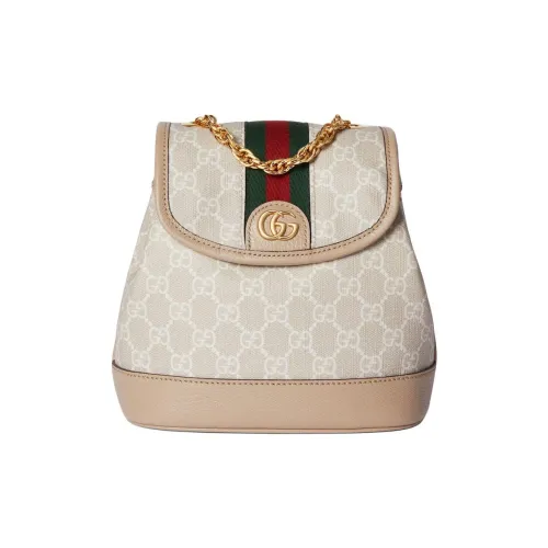 GUCCI Ophidia Холст Рюкзак Мини Женский Бежевый Белый