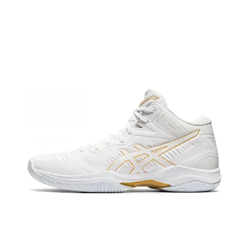 Asics Гель HOOP V12 Амортизация Устойчивость к истиранию Дышащий Верх Баскетбольные кроссовки Унисекс Белый Золото