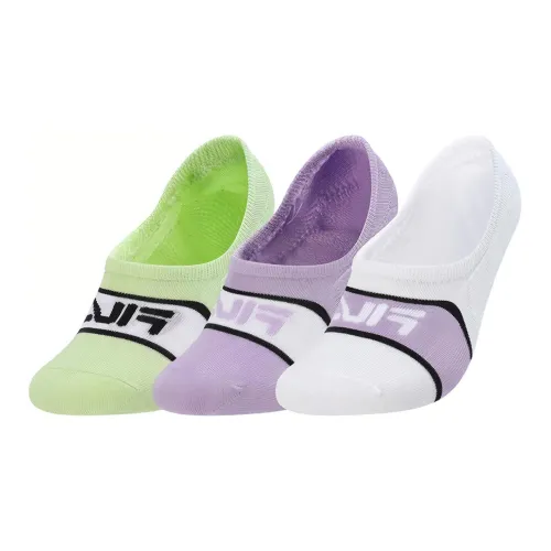 FILA FUSION No Show Носки Женские 3 упаковки Стандартный Белый Магический Фиолетовый Облако Кристальный Зеленый