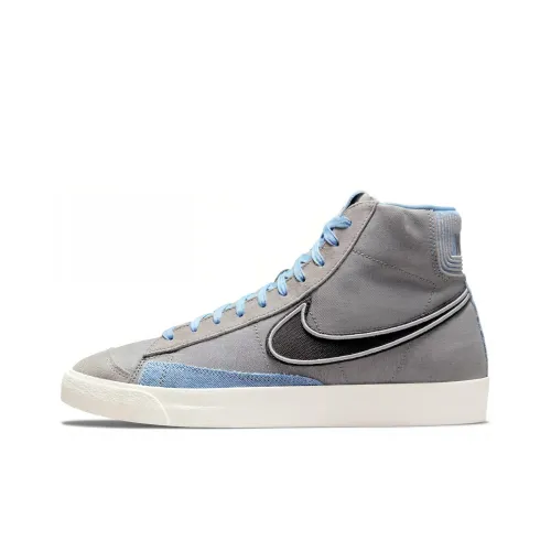nike Blazer Denim Slip-resistant Abrasion-resistant Lightweight MID Skateboarding Men's Gray Blue
