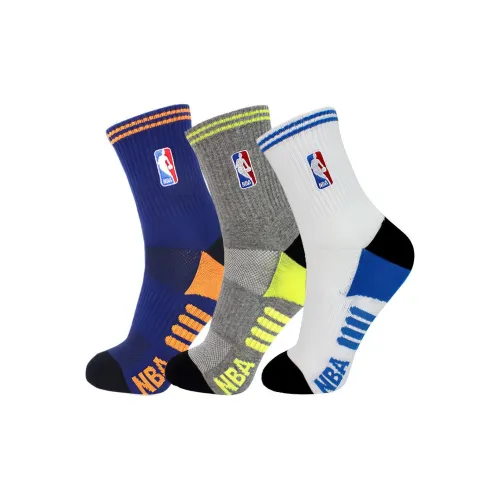 NBA 3 Pack Средний Фотиния Серый + Винтаж Синий + Отбеленный Мужской MID Носки до икры