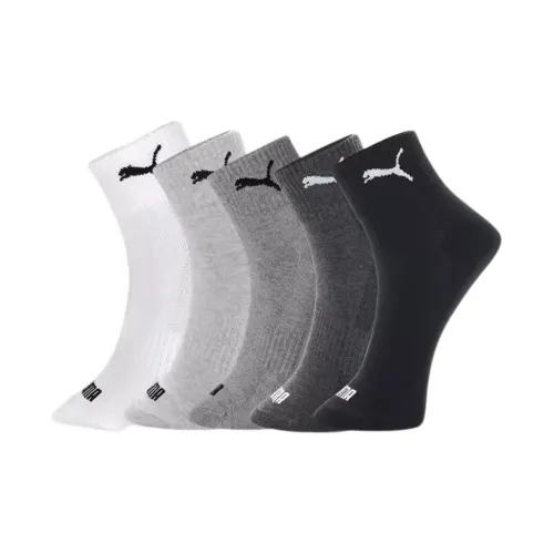PUMA 5 пар Черный Темно-серый Средне-серый Светло-серый Белый Унисекс MID Носки до икры