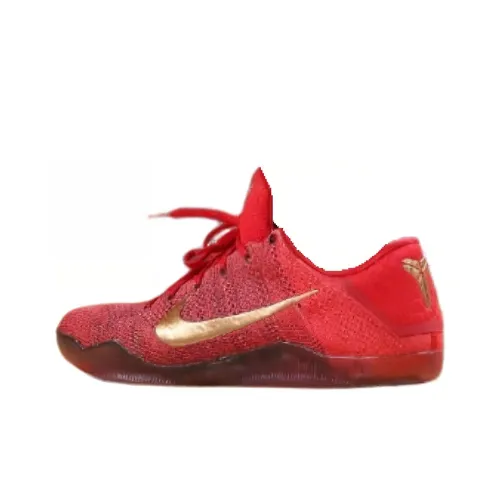Nike Kobe 11 Elite Low Устойчивый к абразию Дышащий Низкий Топ Баскетбольные кроссовки Мужские Красный