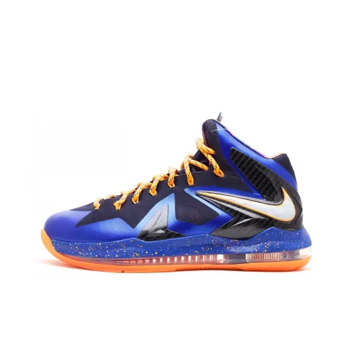 Nike Lebron 10 Elite Superhero Нескользящий Легкий MID Топ Баскетбольные Кроссовки Мужские Черный Синий