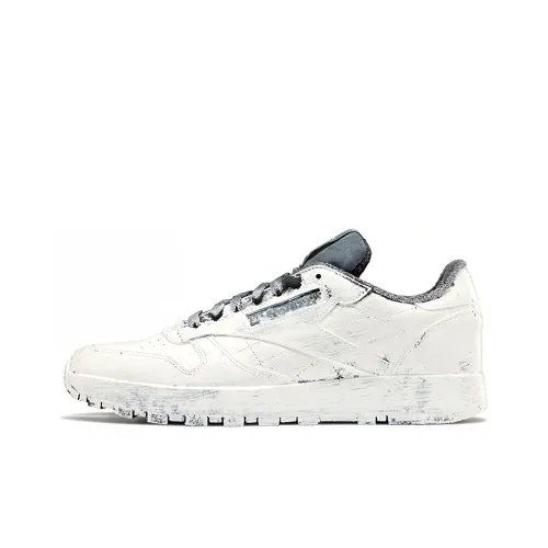 Reebok Classic Leather Износостойкий и Легкий Низкий Топ Кроссовки для скейтбординга Унисекс Черный Белый