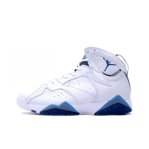 Jordan Air JORDAN 7 Ретро Французский синий 2002 Высокий топ Винтажные баскетбольные кроссовки Мужской Белый и синий