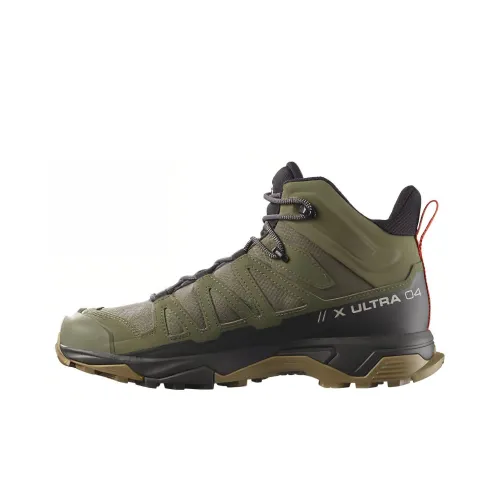Salomon X Ultra 4 Устойчивый к истиранию Дышащая Высокая Уличная Обувь Мужская Коричневая