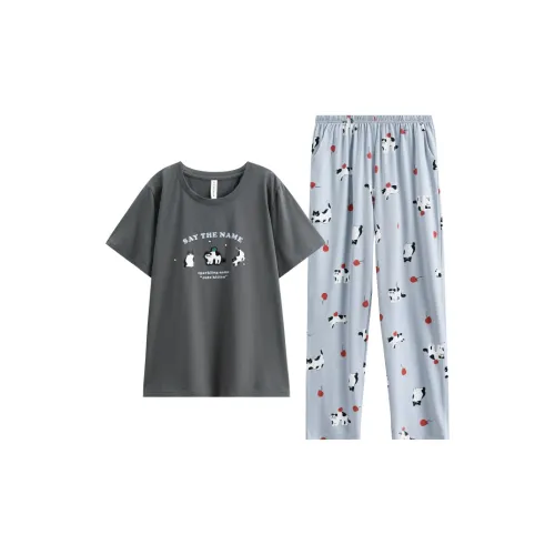 FENTENG Пижамный комплект женский винтажный серый