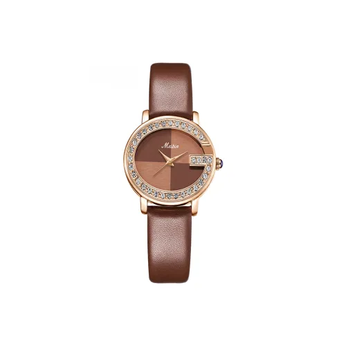 Meibin Кварцевый механизм кожаный ремешок женские часы красный циферблат