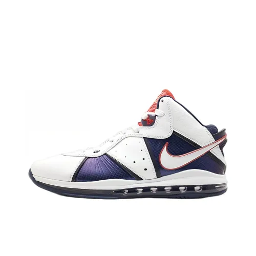 Nike Lebron 8 Veterans Day Slip-on Resistant MID Top Винтажные баскетбольные кроссовки Мужской Белый Синий