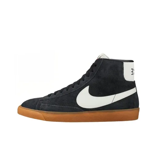 Nike Blazer Suede Vintage Slip-Resistant и Breathable High-Top Скейтбординг Кроссовки Unisex Черный Белый