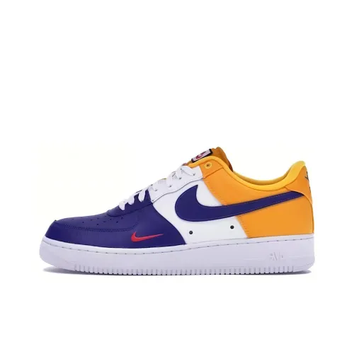 Nike Air Force 1 Амортизация Износостойкие Низкие Кроссовки для Скейтбординга Унисекс Белый Синий Желтый