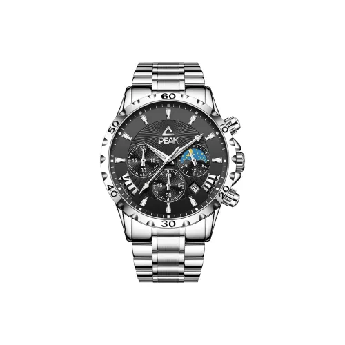 PEAK Кварцевый механизм ремешок из нержавеющей стали черный циферблат мужские часы