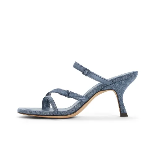 CHARLES KEITH Композитная подошва Слипоны 7,7 см Женские Серебряный Темно-Джинсовый Синий Черный Текстурированный