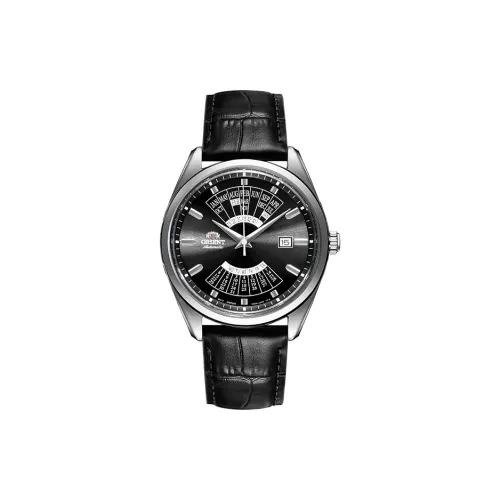 ORIENT Автоматический Механический Механизм Кожаный Ремешок Часы Мужские Черный Циферблат RA BA0006B10