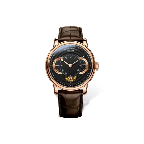 BORMAN Автоматический Механический Механизм Естественная Кожа Ремешок Часы Мужские Черный Циферблат