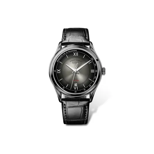 BORMAN Автоматический Механический Механизм Естественная Кожа Ремешок Часы Мужские Черный Циферблат