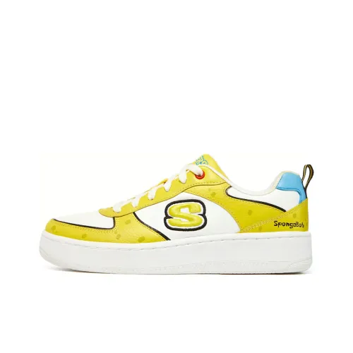 SPONGEBOB SQUAREPANTS x Skechers Sport Court 92 Low Топ Скейтборд Кроссовки Женские Белые Желтые