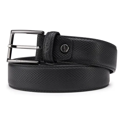 PIERRE CARDIN Повседневный Шпилька Ремень Лицевая коровья кожа Ремни Мужской Черный 3,4CM