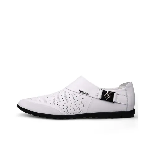 Wen Nai Мужские повседневные туфли Low Top Белые Мужские