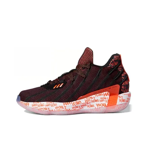 Adidas D Lillard 7 GCA Lillard Устойчивый к истиранию Дышащий MID Баскетбольные кроссовки Мужской Черный Оранжевый