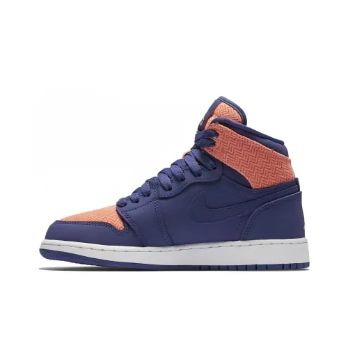 Jordan Air Jordan 1 'Темно-фиолетовый Пыль' Противоскользящие Износостойкие Высокие Кроссовки для скейтбординга Женские Фиолетовые