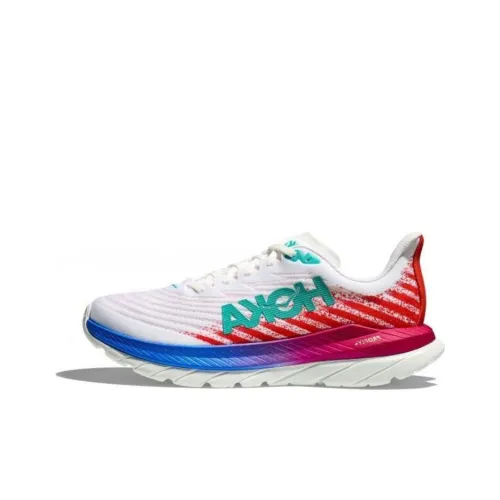 HOKA ONE ONE Mach 5 Широкий 2E Амортизация Износостойкий Низкий Топ Беговые кроссовки Мужские Белый Красный Зеленый